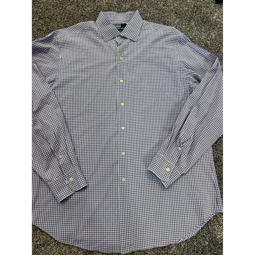 Polo Ralph Lauren Regent Classic Fit Gingham Shirt Purple White XL 17